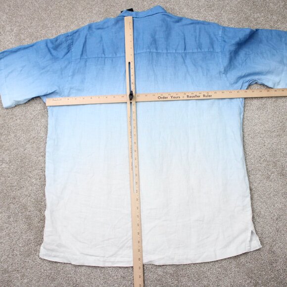 Karl Kani Camp Shirt NWT Mens Large Blue/White 100% Linen Loop Collar S/S Button - Picture 9 of 13